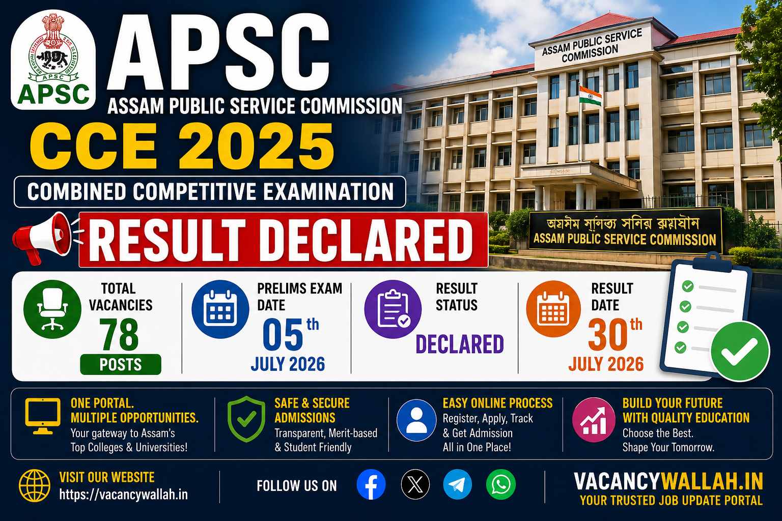 APSC CCE Result 2026 Declared: Check Prelims Marks, Cutoff and Mains Date
