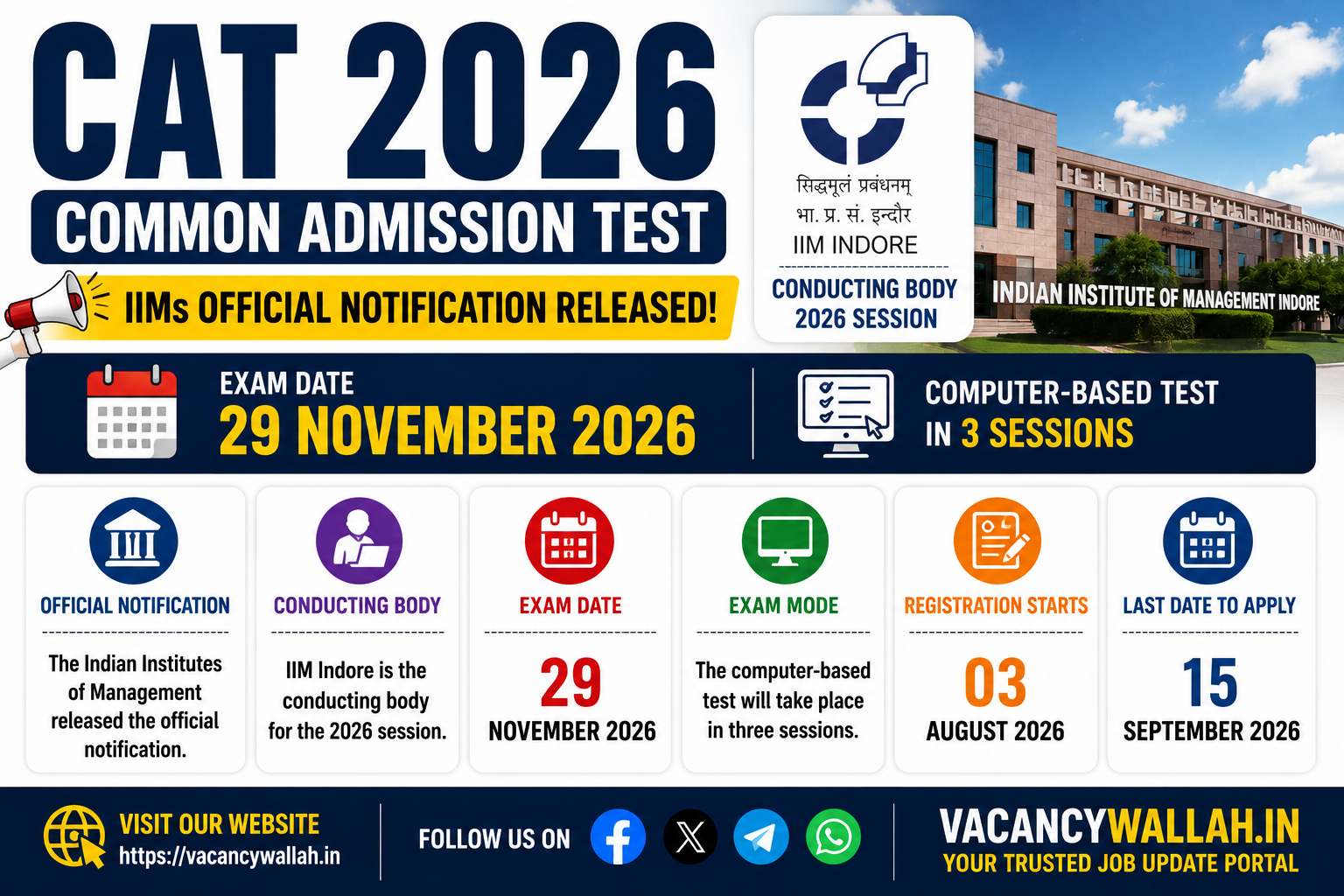 IIM CAT Notification 2026: Check Eligibility, Exam Date & Apply Online